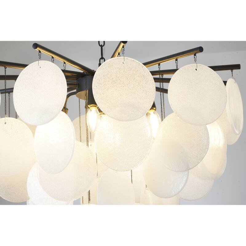Transitional 7-Light White Petal Glass Chandelier