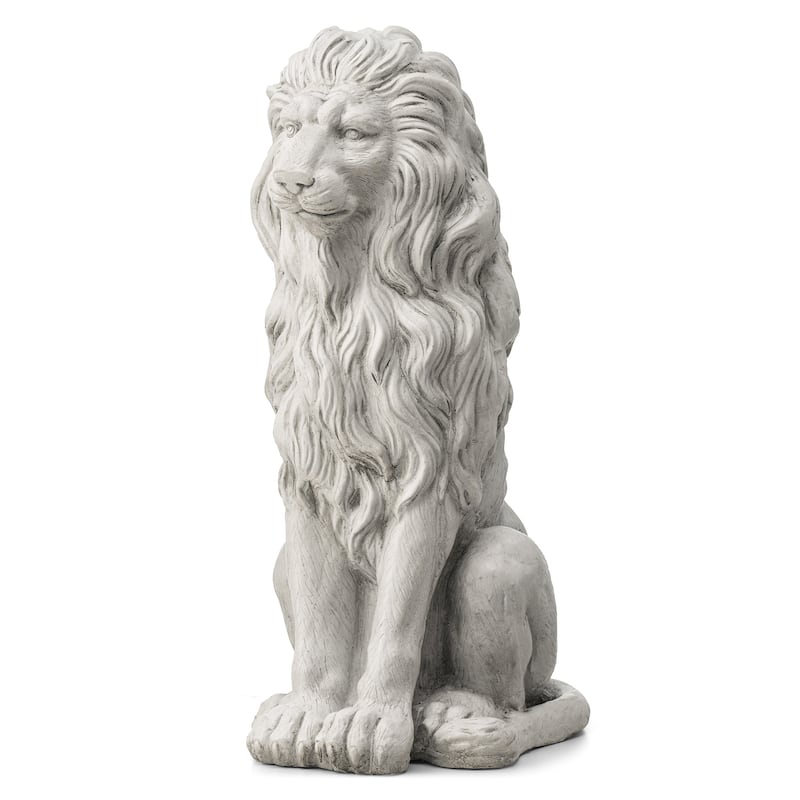 Glitzhome 28"H Oversized MGO Guardian Sitting Lion Garden Statue Porch Sculpture Indoor Outdoor