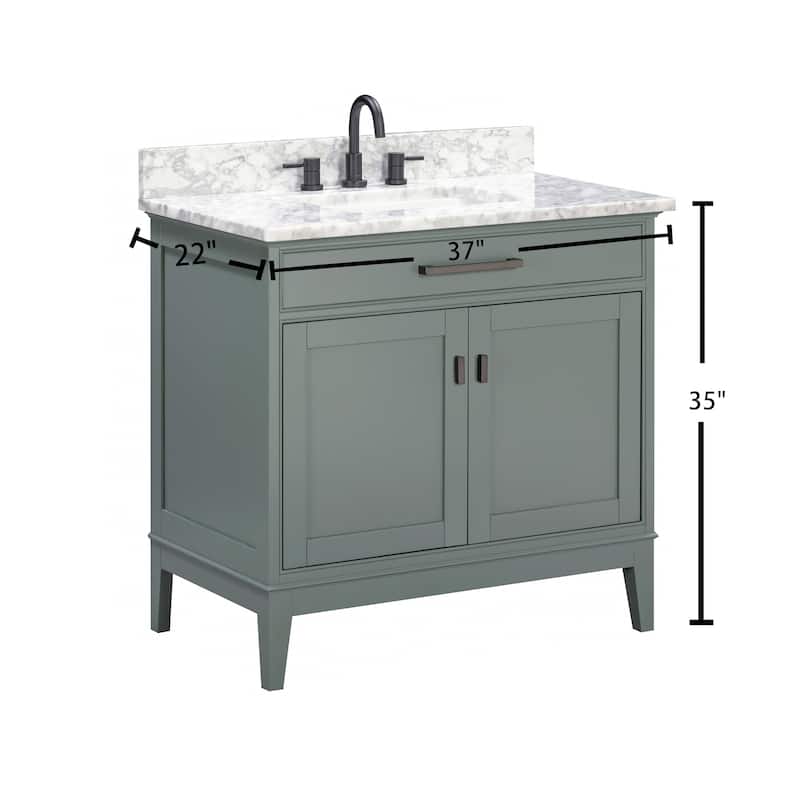 Madison 36 in. Single Sink Bathroom Vanity with Carrara Marble Top - 37"W x 22"D