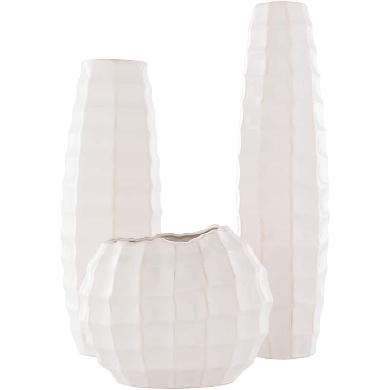 Nasos Modern Ceramic Outdoor Safe Vase Set (3 Pieces)