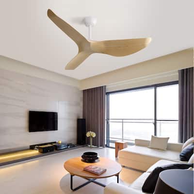 52 Inch Indoor Ceiling Fan No Light, 6 Speed Remote Control - White