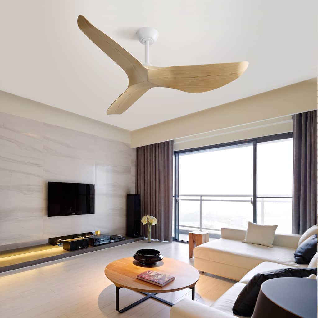 52 Inch Indoor Ceiling Fan No Light, 6 Speed Remote Control - White