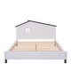 preview thumbnail 32 of 49, 3-Pieces Bedroom Sets Platform Bed with Nightstand and Storage Dresser, Kids Bed with House-shaped Headboard