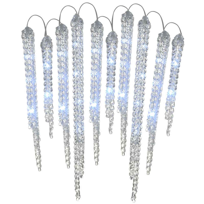 National Tree Company Crystal Icicles with LED Lights - White - 16 in