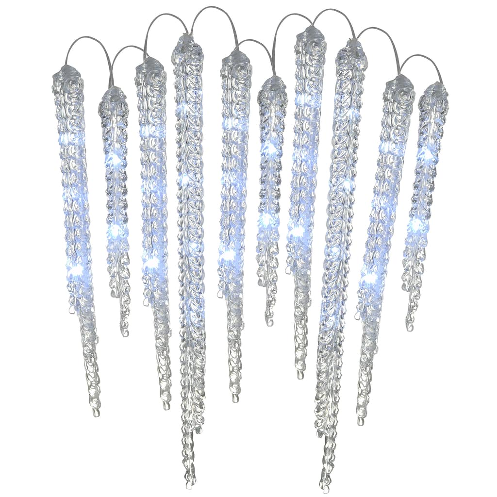 National Tree Company Crystal Icicles with LED Lights - White - 16 in