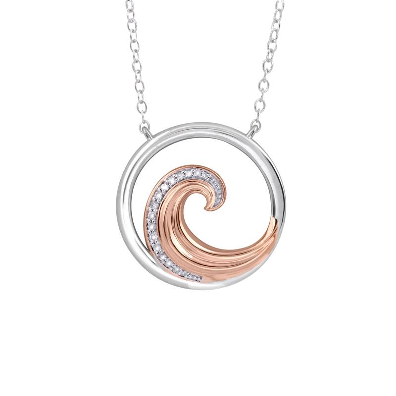 1/20ct Diamond Four Elements of Nature-Water Pendant Necklace in Silver for Women