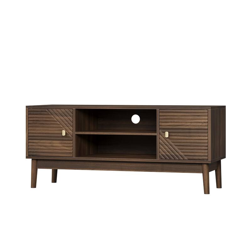43.31" Mid-Century Modern TV Stand for 32-45" TVs, Media Console with Storage for Living Room