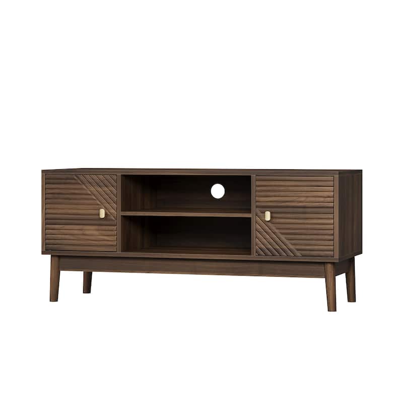 Wooden TV Stand for TVs up to 32/45 Inches, Mid-Century Modern Media Console Table Entertainment Center for Living Room, Walnut