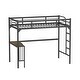preview thumbnail 8 of 7, Metal Twin Loft Bed with Desk, Loft Bed Kids Bed, Bedroom High Loft Bed Frame with Ladder and Safety Guardrails, Twin Size Bed