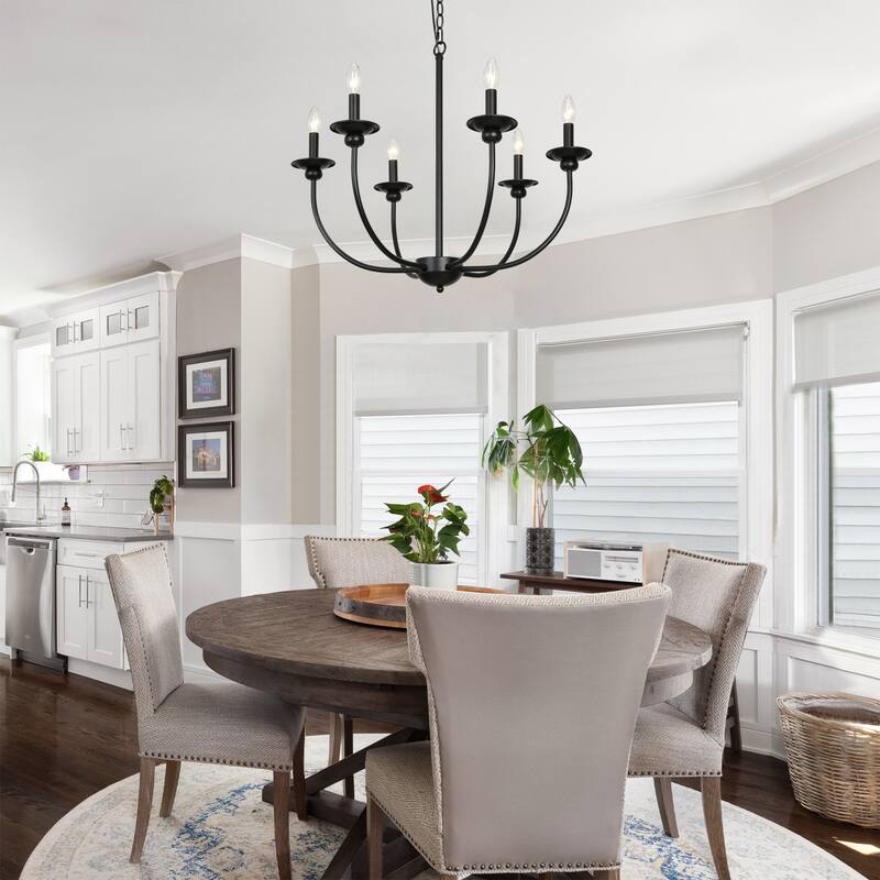 Modern Farmhouse 9-Light Classic Black Chandelier for Dining Room