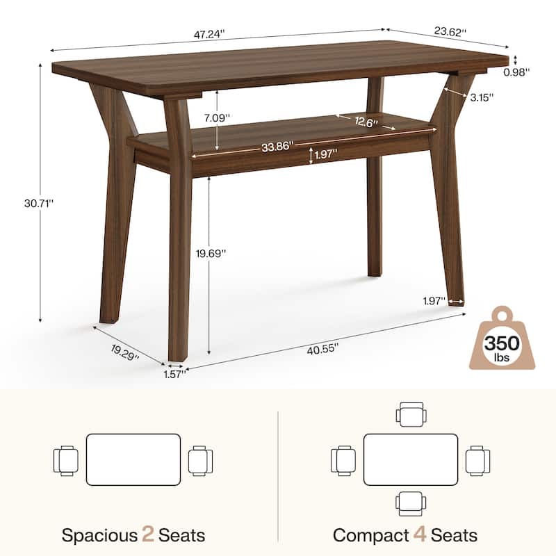 Small Farmhouse Dining Table with Solid Wood Legs