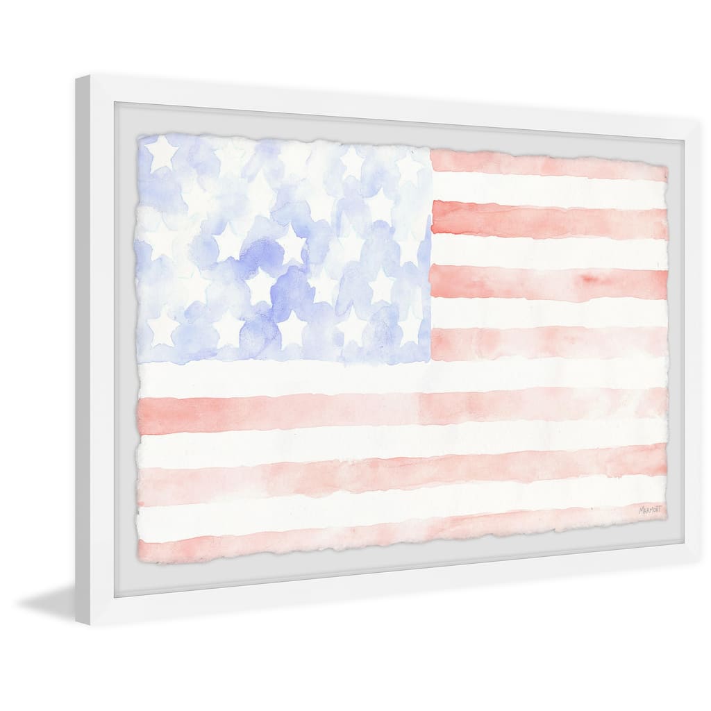 'Faded American Flag' Framed Painting Print
