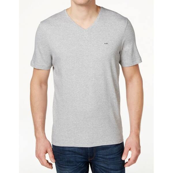 Shop Michael Kors Heather Gray Mens Size Medium M Logo V Neck Tee T Shirt Overstock 28331797