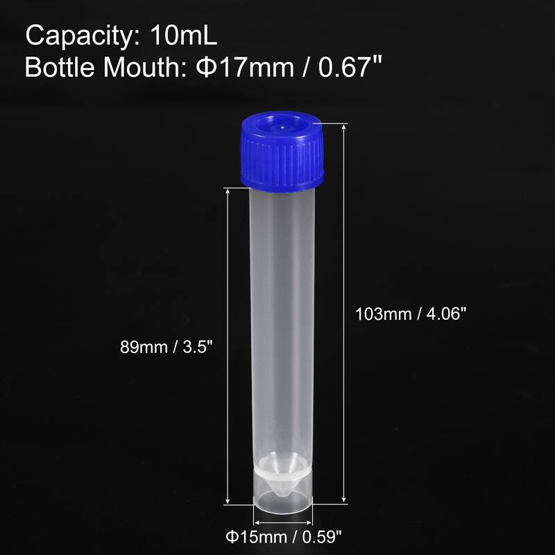 Plastic Test Tubes Frozen Test Tube Vial Container Screw Cap, 40pcs - Blue - 10mL