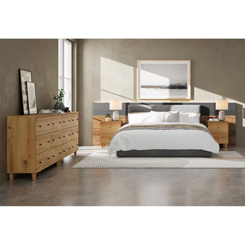 WAMPAT 12-Drawer Dresser and Nightstands Set of 3 for Bedroom