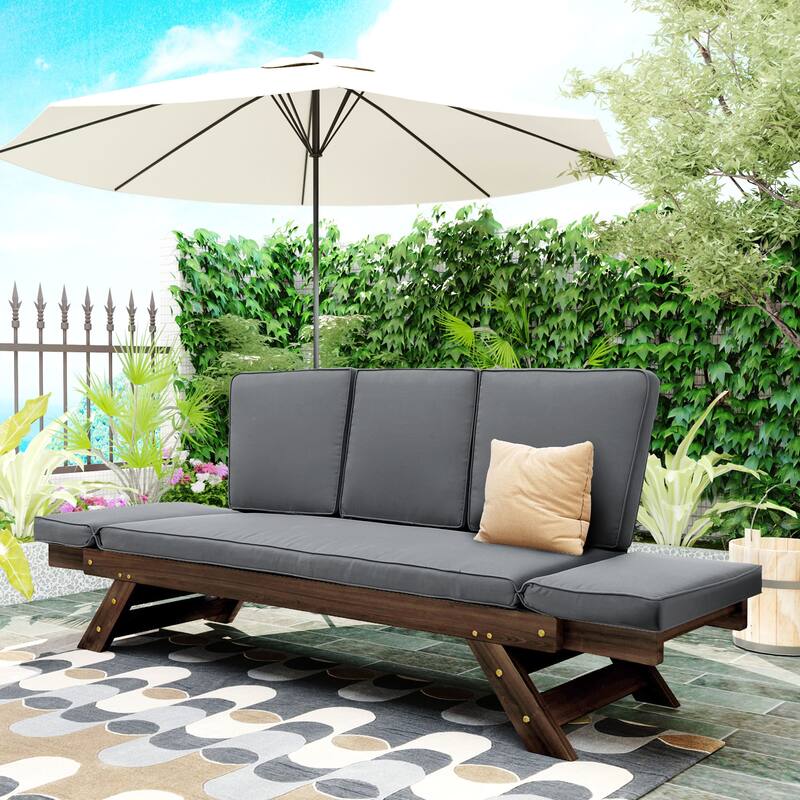 Nestfair Outdoor Adjustable Daybed Sofa Chaise Lounge with Cushions