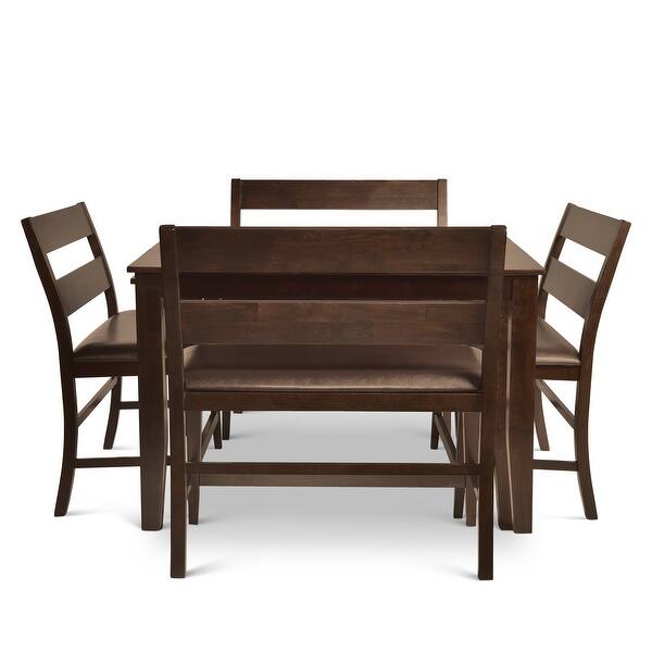 Shop Black Friday Deals On Copper Grove Homer Espresso Counter Height Dining Bench 43 H X 40 W X 22 D 43 H X 40 W X 22 D On Sale Overstock 22751123