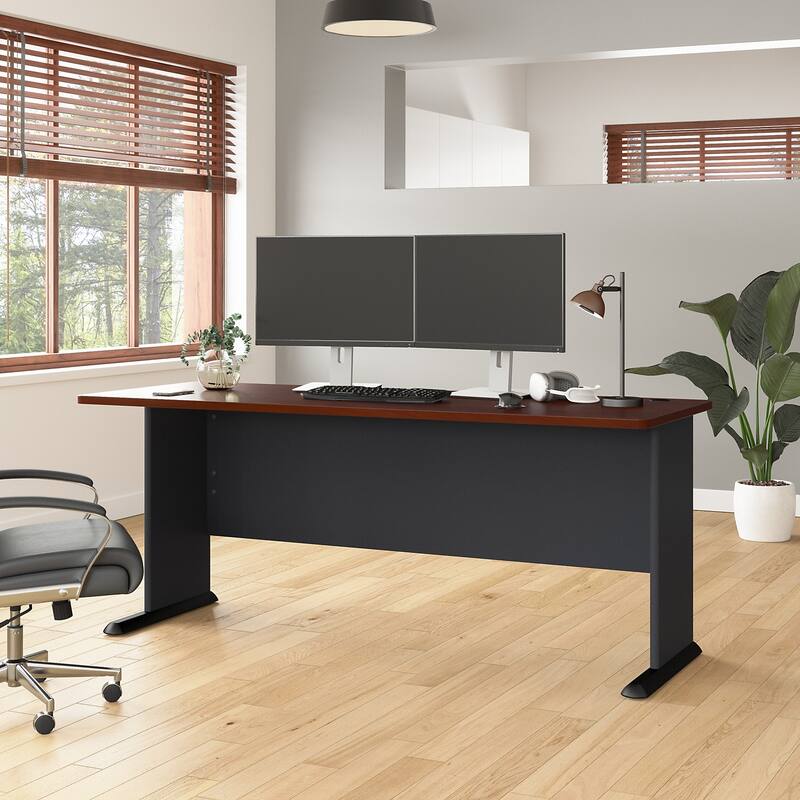 Bush Business Furniture Series A 72W Desk in Hansen Cherry and Galaxy - Hansen Cherry/Galaxy