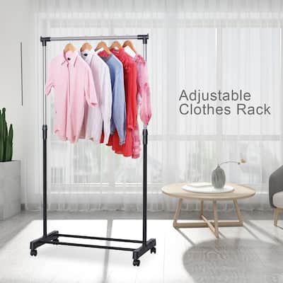 Height Adjustable Rolling Clothing Garment Rack