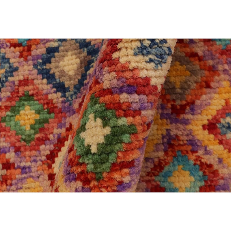 Shabby Chic Balochi Marsh Purple/Rust Hand Knotted Wool Rug - 3'5'' x 4'11''