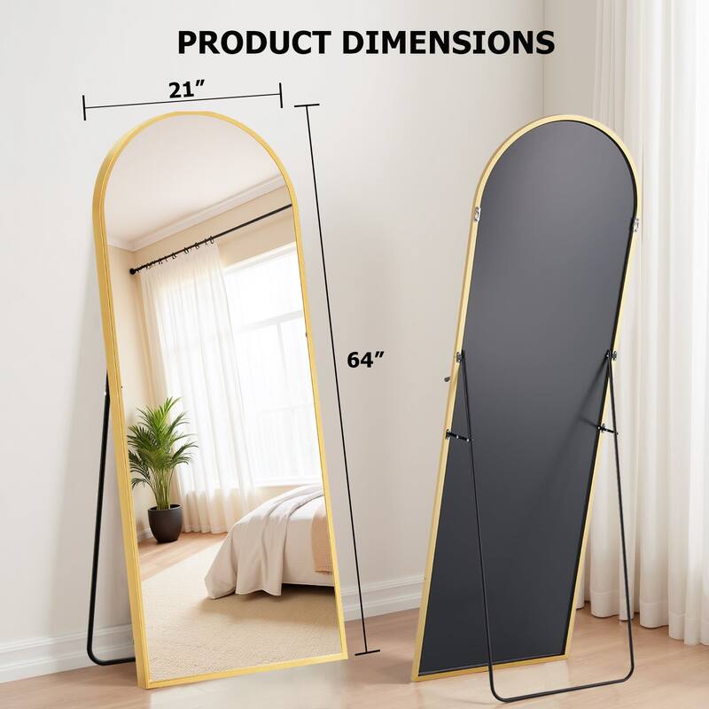 Full Length Mirror with Stand, Floor Mirror with Aluminum Alloy Frame for Bedroom, Standing Full Body Mirror for Wall, Cloakroom