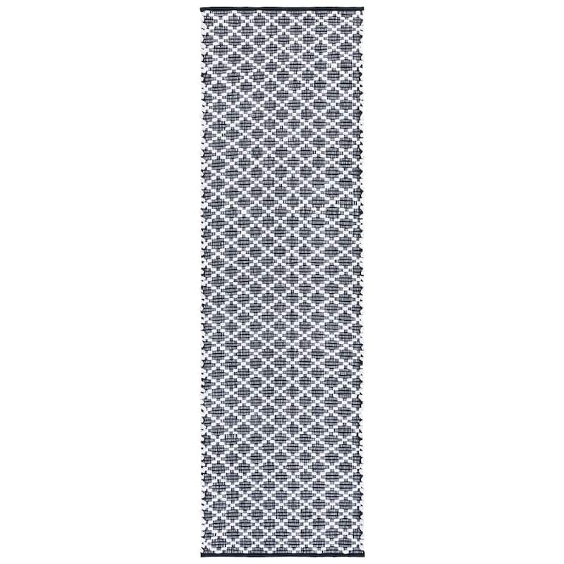 SAFAVIEH Handmade Montauk Amedea Contemporary Cotton Rug - 2'3" x 8' Runner - Black/Ivory