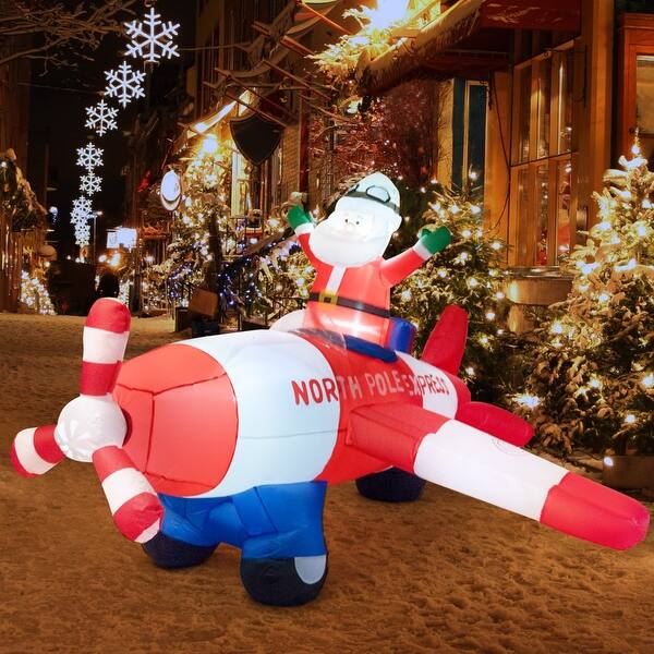 Shop Costway 8ft Led Inflatable Christmas Santa Claus Flying
