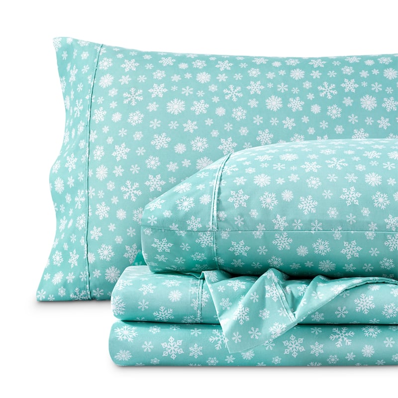 Bare Home Double Brushed Deep Pocket Printed Sheet Set - Twin XL - Snowdrift