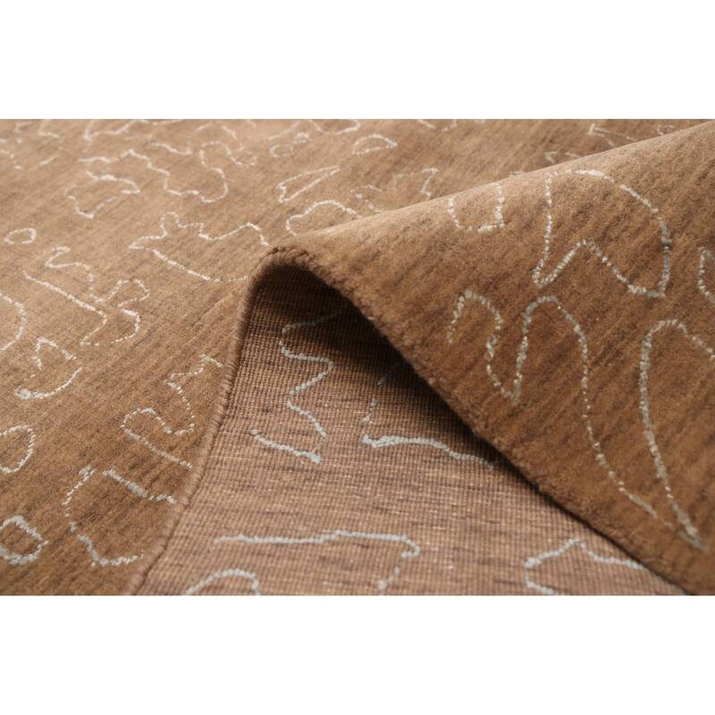 ECARPETGALLERY Hand Loomed Loreto Brown Viscose, Wool Rug - 5'5 x 7'7