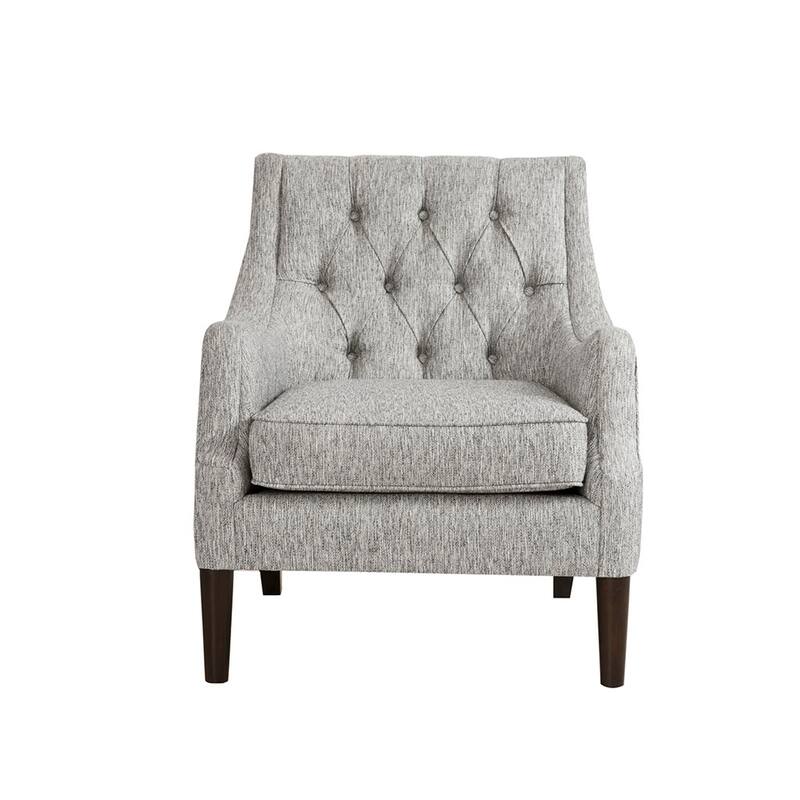 Accent Chair for Bedroom Living Room Chairs Tufted Upholstered Lounge Chair with Wood Legs Linen Fabric