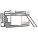 preview thumbnail 6 of 24, Rustic Style Twin over Twin Low Bunk Bed with Convertible Slide,Staircase with Storage Shelf,Sturdy Wood Bed