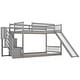 preview thumbnail 6 of 11, Twin over Twin Bunk Bed Wood Guardrail Bed with Convertible Slide and Storage Stairway Kids Teens