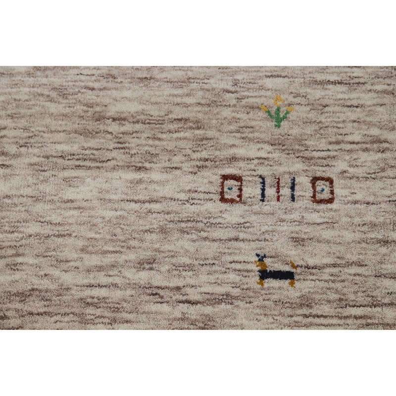 Striped Gabbeh Indian Rug Hand-Knotted Modern Wool Carpet - 4'0" x 5'9"