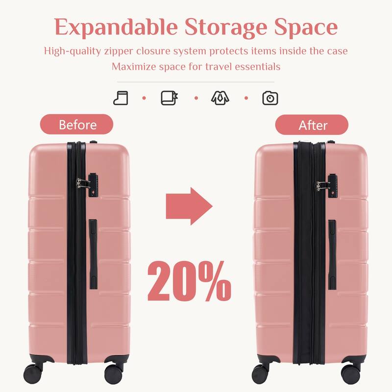 Hard Shell Expandable Lightweight Rolling Luggage with TSA Lock and Spinner Wheels, for Travel