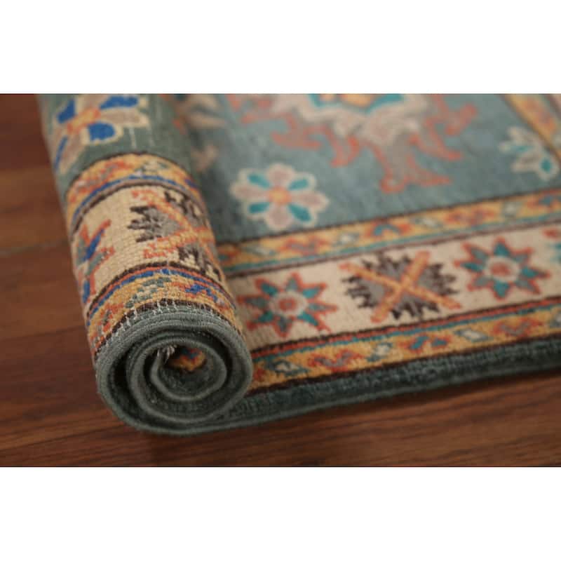 Geometric Kazak Accent Rug Hand-Knotted Wool Carpet - 2'1"x 2'10"