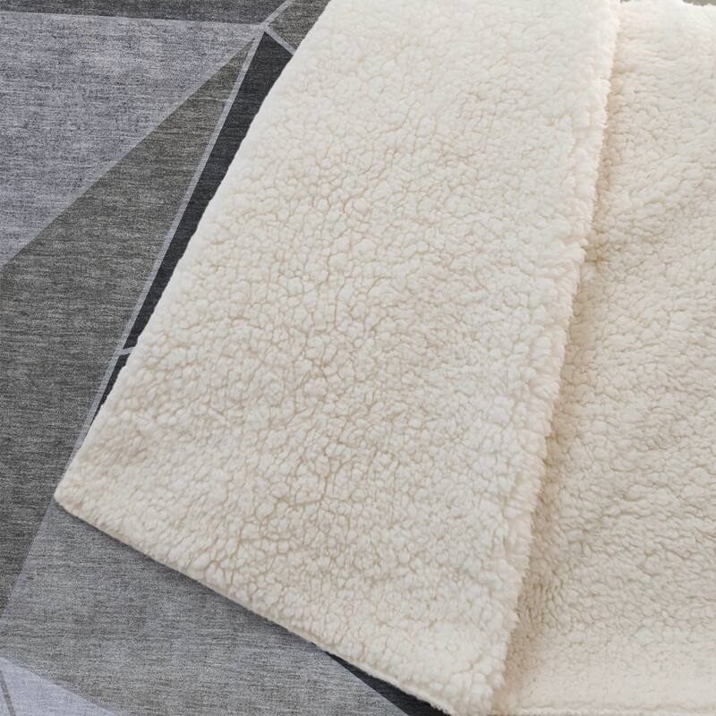 Premium Machine Washable Modern Contemporary Sherpa Throw Blanket