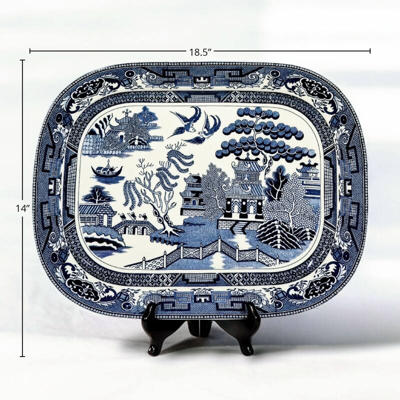 Belle Porcelain Decorative Platter, Blue and White