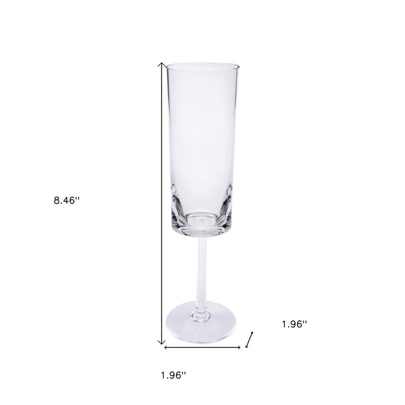 HomeRoots Set of Four Clear Tritan Plastic Stemmed Flutes - 1.96 in. x 8.46 in. x 1.96 in.