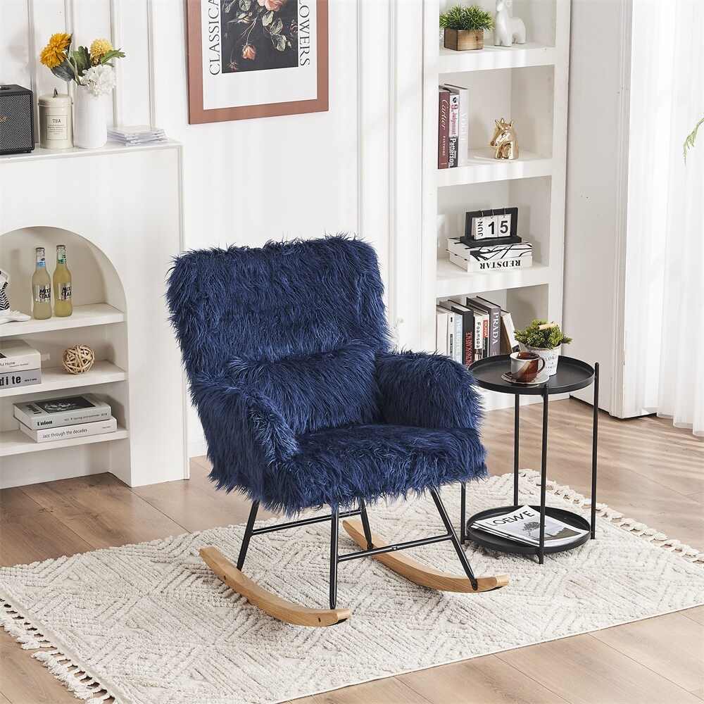 Upholstered rocking chair with wooden deals legs