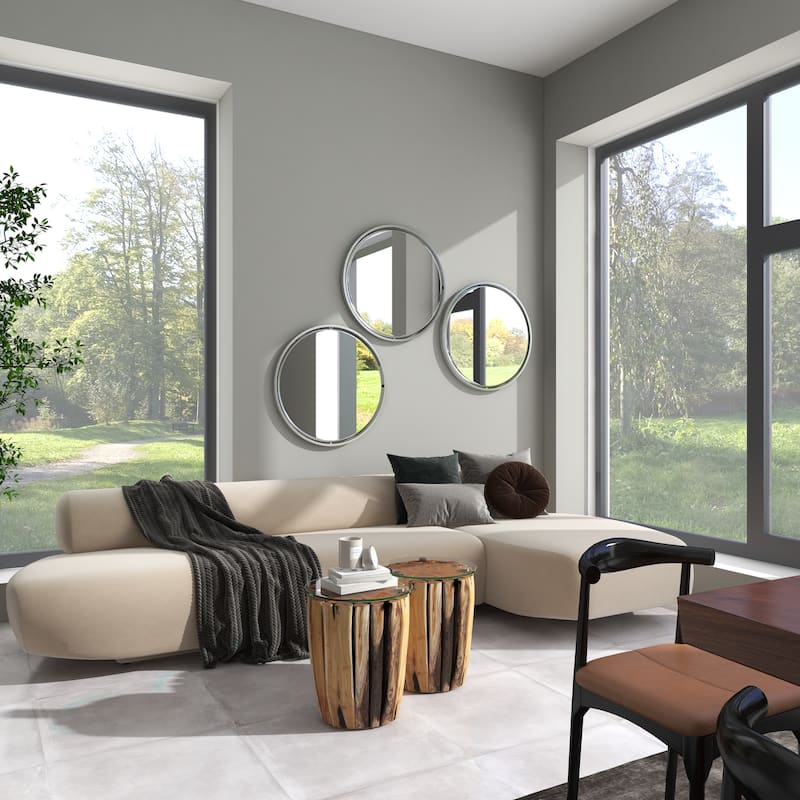 Silver Metal Minimalistic Round Room Wall Mirror
