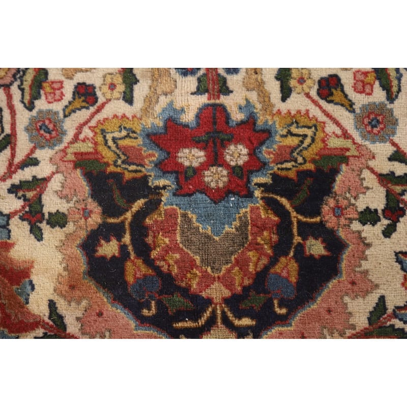 Signed Tabriz Persian Antique Area Rug Handmade Wool Carpet - 9'0" x 12'10"