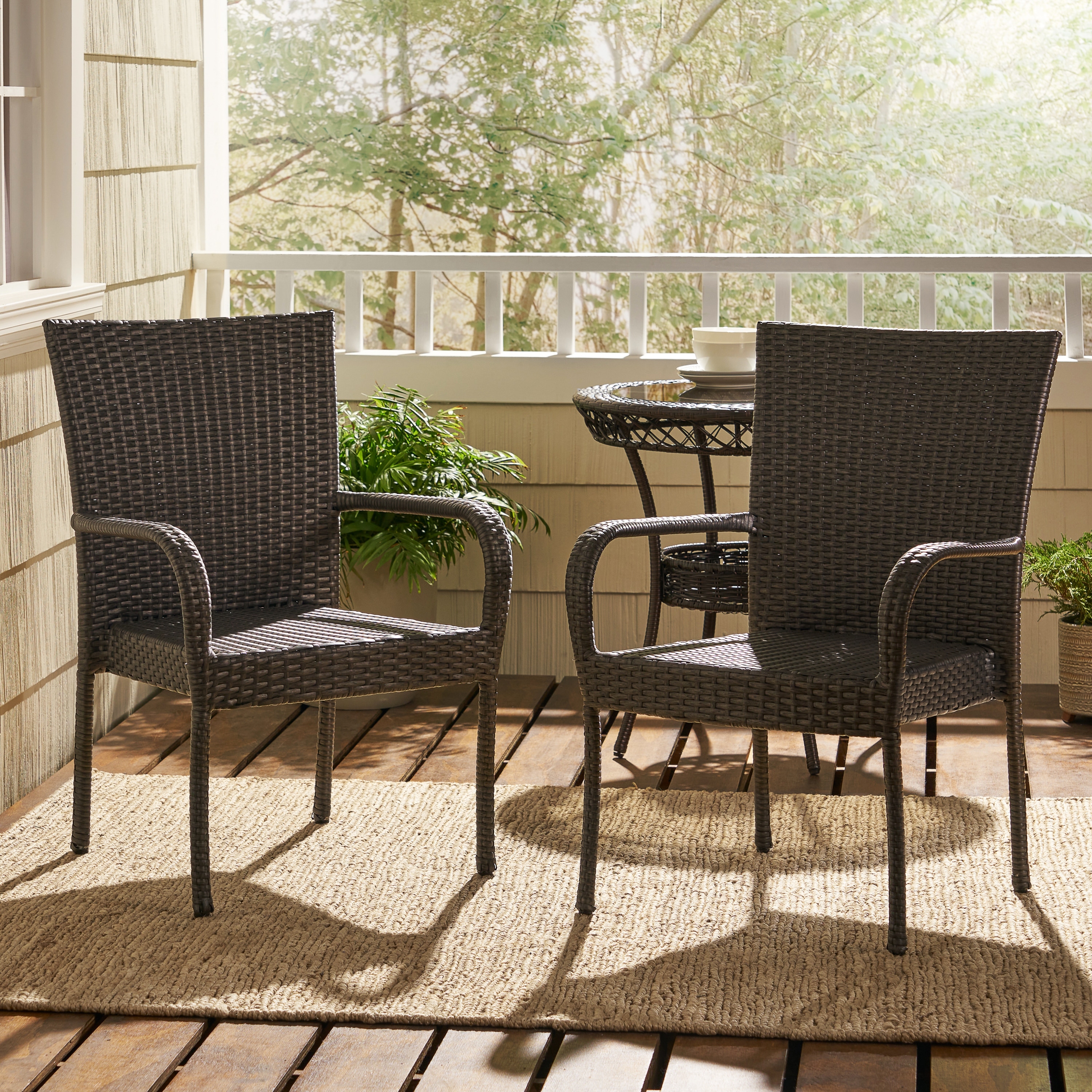 Stackable on sale wicker chairs