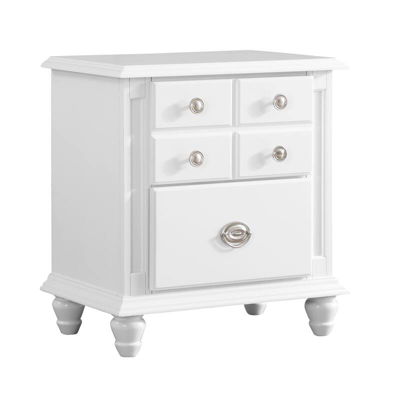Traditional 2-Drawer Nightstand with Metal Pull
