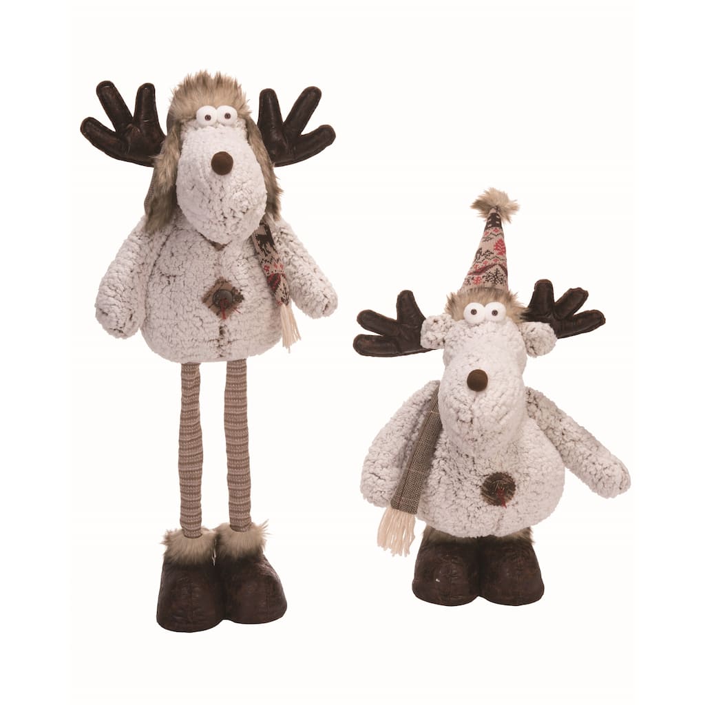 Transpac Plush Telescoping Reindeer Set of 2 Christmas Home Decorations