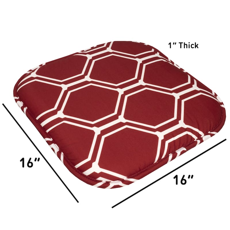 Sweet Home Collection Mirage Hexagonal Memory Foam No Slip Back Chair Pad Cushion 16" x 16"