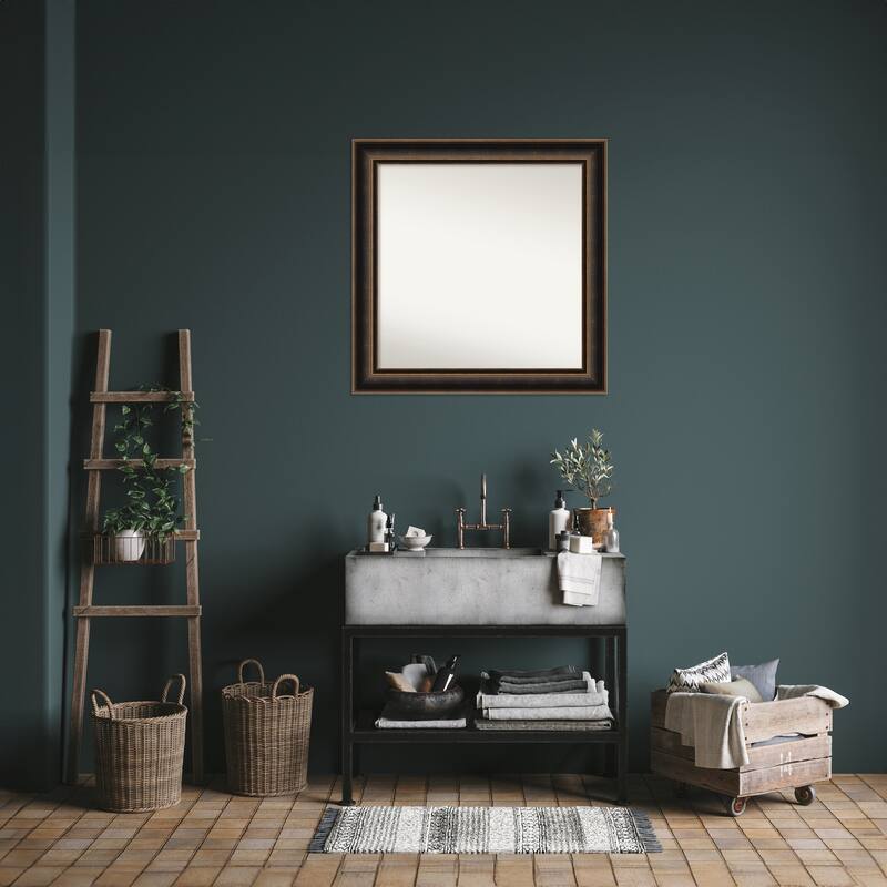 Villa Oil Rubbed Bronze Non-Beveled Wood Framed Bathroom Vanity Wall Mirror - Villa Oil Rubbed Bronze