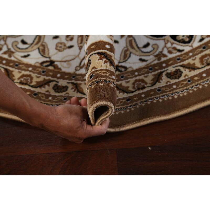 Traditional Brown Floral Oriental Tabriz Area Rug Turkish Carpet