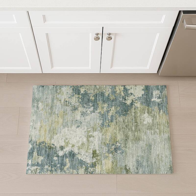 Machine Washable Indoor/ Outdoor Modern Contemporary Chantille Rug