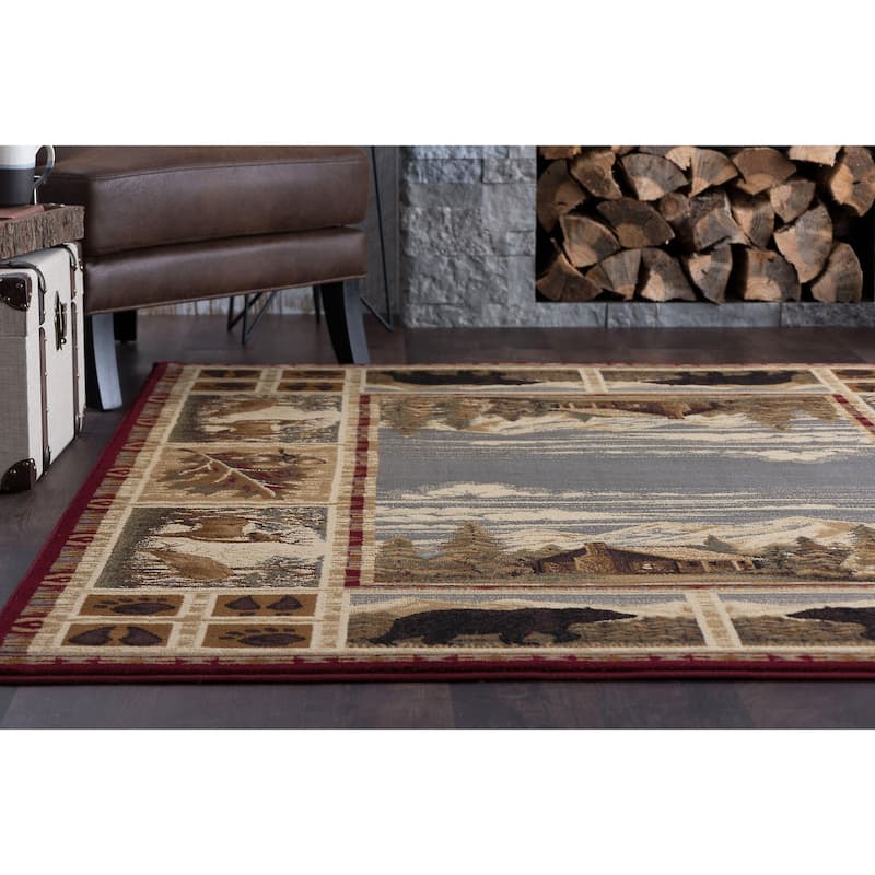 Natural Lodge Novelty Graphic Indoor Area Rug