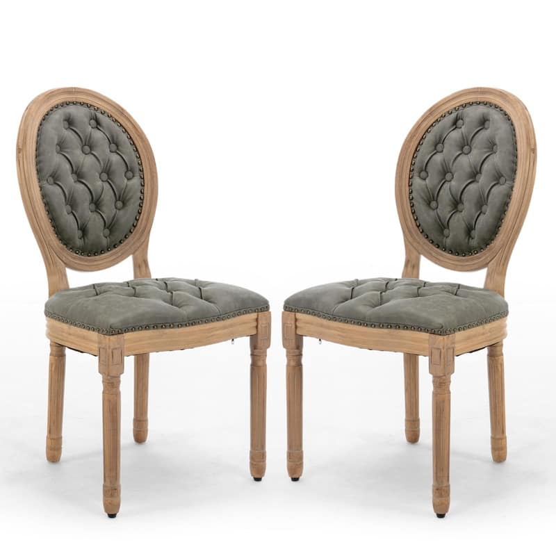 Upholstered French Style Nailhead Dining Chairs(Set of 2)